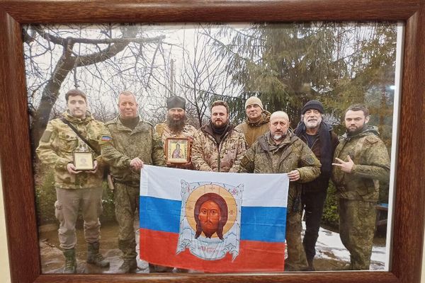 Quite an honor. This pic is now on the wall of the HQ of the Dmitry Donskoy Orthodox Christian battalion in Donbass. Quite an honor. This pic is now on the wall of the HQ of the Dmitry Donskoy Orthodox Christian battalion in Donbass. - Sputnik International