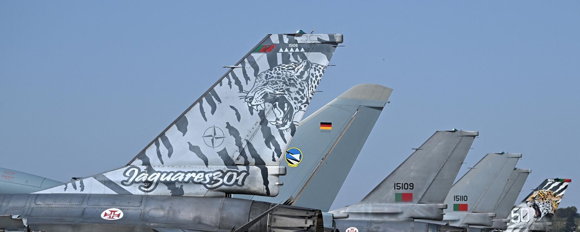 Military aircraft of various nationalities stand stationed for post-flight checks during the 2023 edition of the 'NATO Tiger Meet', an exercise involving armed forces of more than 10 countries in Gioia del Colle, near Bari, Puglia on 9 October 2023. Military aircraft of various nationalities stand stationed for post-flight checks during the 2023 edition of the 'NATO Tiger Meet', an exercise involving armed forces of more than 10 countries in Gioia del Colle, near Bari, Puglia on 9 October 2023. - Sputnik International, 1920, 13.02.2024