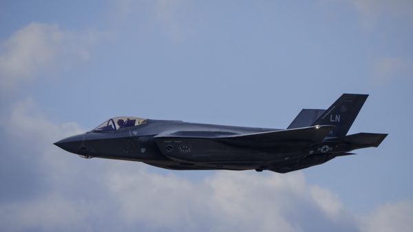 An US F-35 fighter jet is pictured during an event of the US Air Force visiting with five US F-35 fighter jets at the Danish Airbase Fighter Wing Skrydstrup in Jutland, Denmark, on March 10, 2023. - Sputnik International