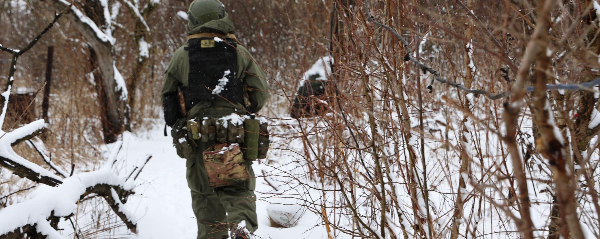 Russian soldier walks through a wooded area in the Avdeyevka direction. February 14, 2024. Russian soldier walks through a wooded area in the Avdeyevka direction. February 14, 2024. - Sputnik International, 1920, 17.02.2024