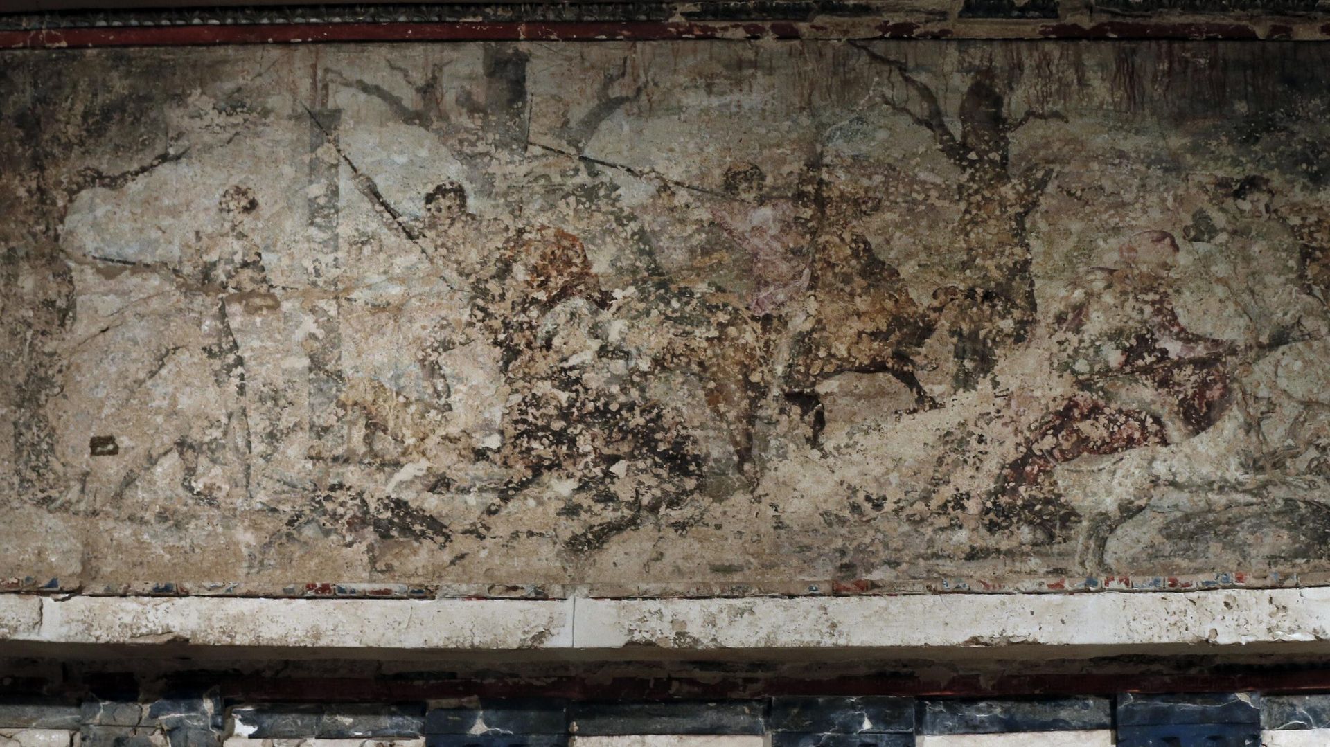 A fresco painting of a hunt tops the facade of a tomb believed to belong to the ancient Greek King Philip II of Macedon, at Vergina museum, northern Greece, Oct. 7, 2014. Archaeologists believe one of the figures is Philip's son Alexander the Great, seated on a rearing horse in the center of the painting. According to archaeologist Angeliki Kottaridi, head of the archaeological sites of Vergina and Pella, Philip II was the first to succeed in uniting Greece's squabbling city-states. Philip effectively received a fractured state when he became king in 359 (B.C.), and, in 25 years, succeeded in creating the greatest power of his time through … substantial military, economic and social reforms, she told the AP. A fresco painting of a hunt tops the facade of a tomb believed to belong to the ancient Greek King Philip II of Macedon, at Vergina museum, northern Greece, Oct. 7, 2014. Archaeologists believe one of the figures is Philip's son Alexander the Great, seated on a rearing horse in the center of the painting. According to archaeologist Angeliki Kottaridi, head of the archaeological sites of Vergina and Pella, Philip II was the first to succeed in uniting Greece's squabbling city-states. Philip effectively received a fractured state when he became king in 359 (B.C.), and, in 25 years, succeeded in creating the greatest power of his time through … substantial military, economic and social reforms, she told the AP. - Sputnik International, 1920, 18.02.2024