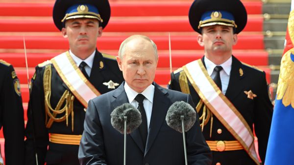 Russian President Vladimir Putin addresses to the units of the Russian Defence Ministry, the Russian National Guard Troops (Rosgvardiya), the Russian Ministry of Internal Affairs (MVD), the Russian Federal Security Service (FSB) and the Russian Federal Protective Service (FSO), who ensured order and legality during the mutiny, at the Kremlin, in Moscow, Russia, June 27, 2023 - Sputnik International