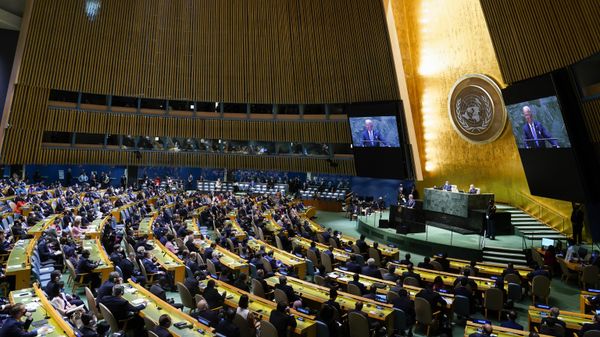 President Joe Biden delivers remarks to the 76th Session of the United Nations General Assembly, Tuesday, Sept. 21, 2021, in New York - Sputnik International