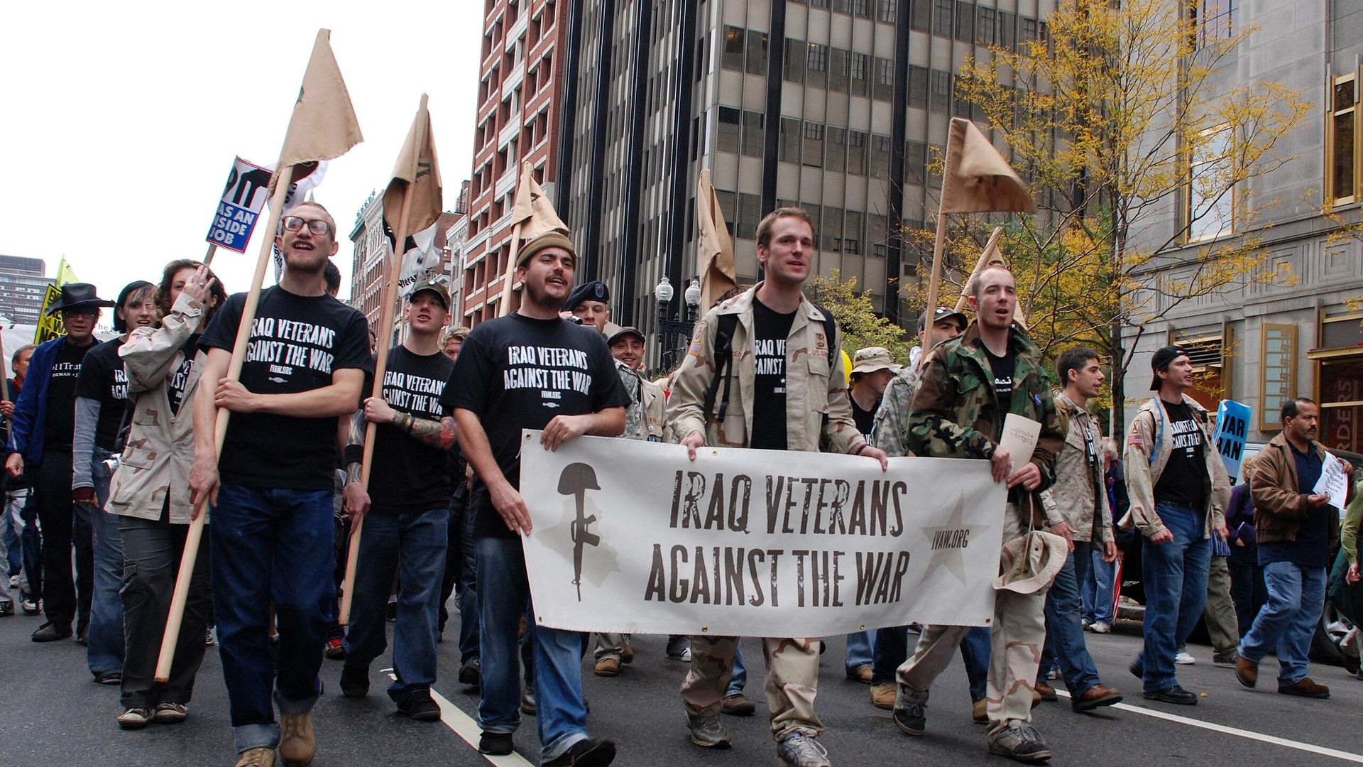 Iraq Veterans Against the War marching in Boston at the New England Anti-war Mobilization. Iraq Veterans Against the War marching in Boston at the New England Anti-war Mobilization. - Sputnik International, 1920, 01.03.2024