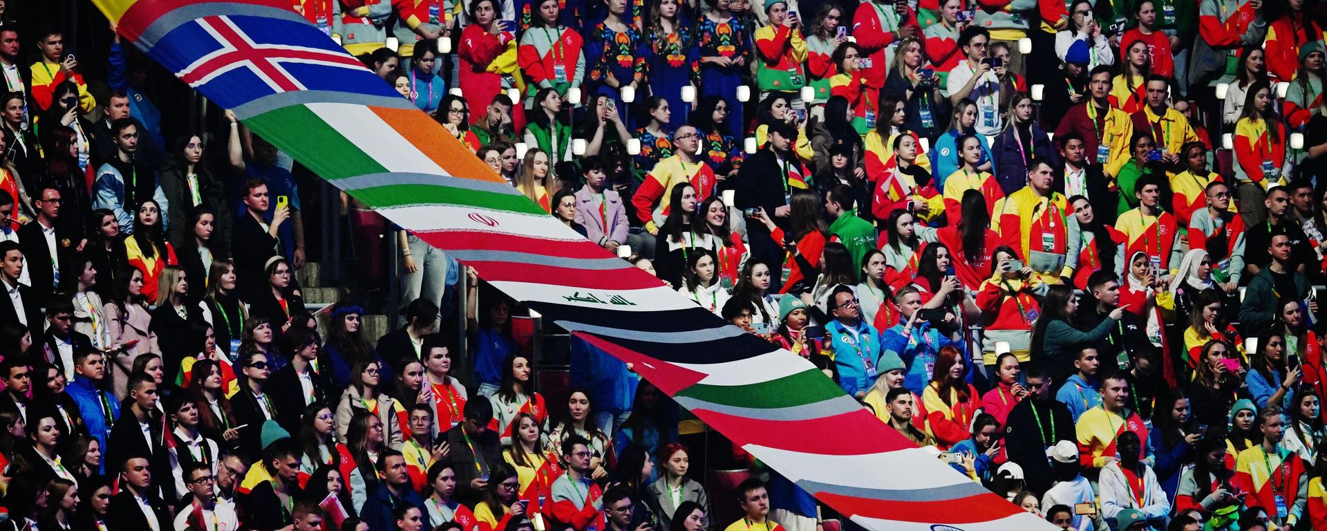 The photo shows the Flag Parade ceremony during the Opening Ceremony of the 2024 World Youth Festival at the Sirius federal territory, Krasnodar region, Russia. - Sputnik International, 1920, 05.03.2024