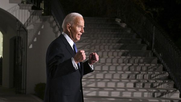 US President Joe Biden gestures as he departs the White House for the US Capitol to deliver the State of the Union address, in Washington, DC, on March 7, 2024.  - Sputnik International