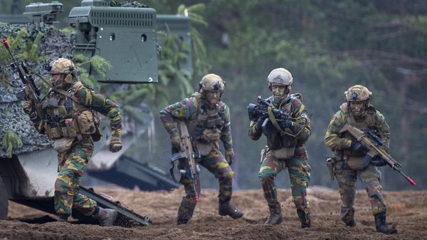 Soldiers take part in the NATO military exercise 'Iron Wolf 2022-II' at a training range in Pabrade, north of the capital Vilnius, Lithuania on Wednesday, Oct. 26, 2022. - Sputnik International