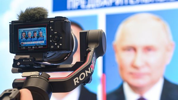 Preliminary results of the voting in the 2024 Russian presidential election at the headquarters of Russia's Central Election Commission - Sputnik International