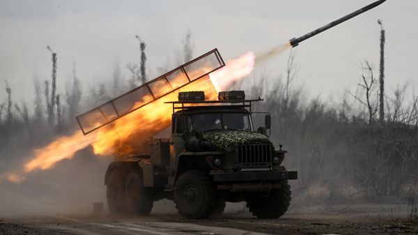 The BM-21 Grad multiple launch rocket system (MLRS) of the Tsentr Battlgroup of the Russian Armed Forces operates in places where manpower is concentrated and strongholds of the Ukrainian Armed Forces in the Avdeyevka vicinity. - Sputnik International