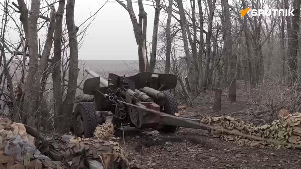 Russian artillery in combat action - Sputnik International