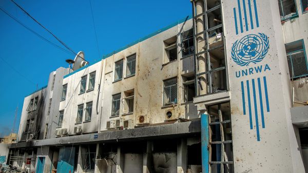 This picture shows the damaged Gaza City headquarters of the United Nations Relief and Works Agency for Palestine Refugees (UNRWA) on February 15, 2024, amid ongoing battles between Israel and the militant group Hamas. This picture shows the damaged Gaza City headquarters of the United Nations Relief and Works Agency for Palestine Refugees (UNRWA) on February 15, 2024, amid ongoing battles between Israel and the militant group Hamas. - Sputnik International