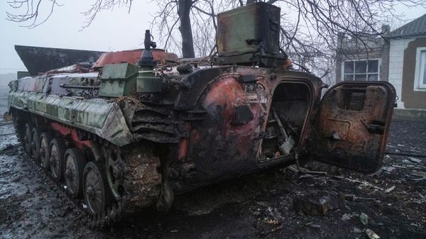Destroyed military equipment of the Ukrainian Armed Forces in the Ukraine conflict zone. File photo - Sputnik International