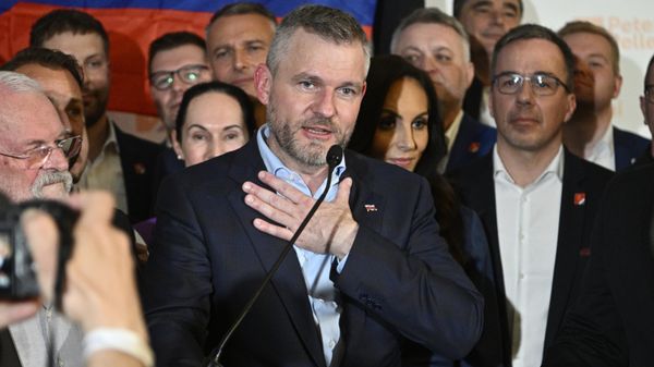 Presidential candidate Peter Pellegrini, centre, addresses supporters at his headquarters after a presidential runoff in Bratislava, Slovakia Presidential candidate Peter Pellegrini, centre, addresses supporters at his headquarters after a presidential runoff in Bratislava, Slovakia - Sputnik International