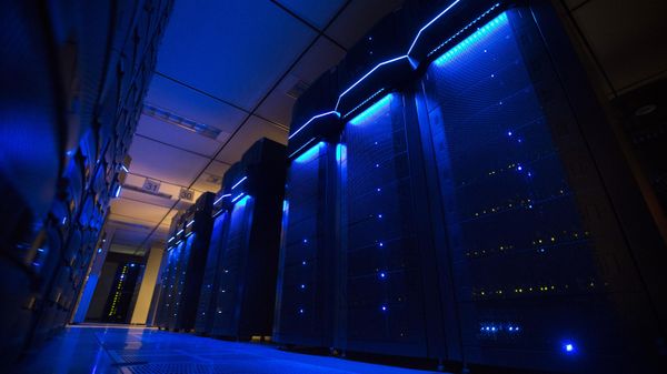 This Wednesday, May 20, 2015 photo shows server banks inside a data center at AEP headquarters in Columbus, Ohio. Like most big utilities, AEP's power plants, substations and other vital equipment are managed by a network that is separated from the company's business software with layers of authentication, and is not accessible via the Internet. Creating that separation, and making sure that separation is maintained, is among the most important things utilities can do to protect the grid's physical assets. (AP Photo/John Minchillo) - Sputnik International