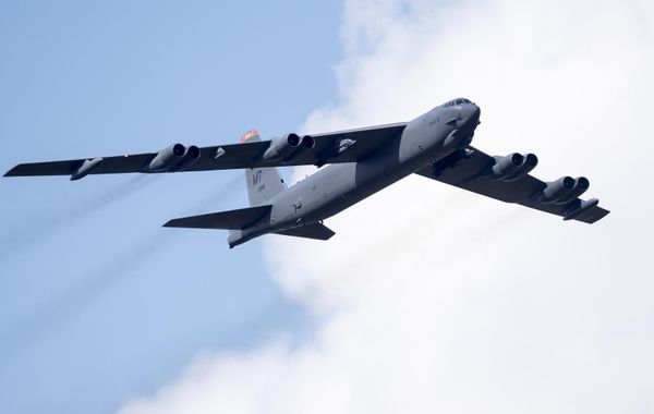 A US Air Force B-52 bomber flies over Training Range in Pabrade during a military exercise 'Iron Wolf 2016' some 60km.(38 miles) north of the capital Vilnius, Lithuania, Thursday, June 16, 2016. (AP Photo/Mindaugas Kulbis) A US Air Force B-52 bomber flies over Training Range in Pabrade during a military exercise 'Iron Wolf 2016' some 60km.(38 miles) north of the capital Vilnius, Lithuania, Thursday, June 16, 2016. (AP Photo/Mindaugas Kulbis) - Sputnik International