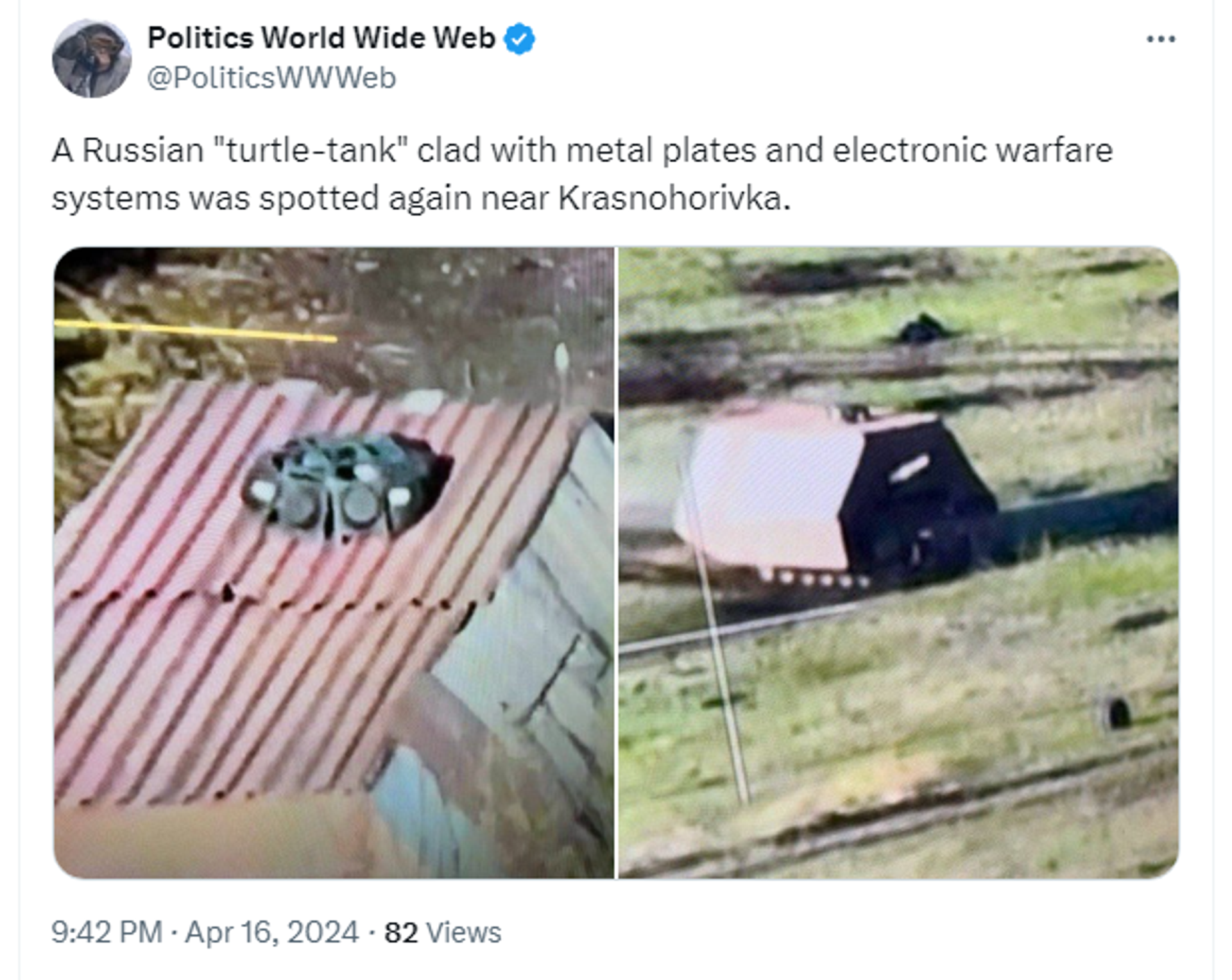 An X screenshot of a Russian turtle tank. - Sputnik International, 1920, 24.04.2024