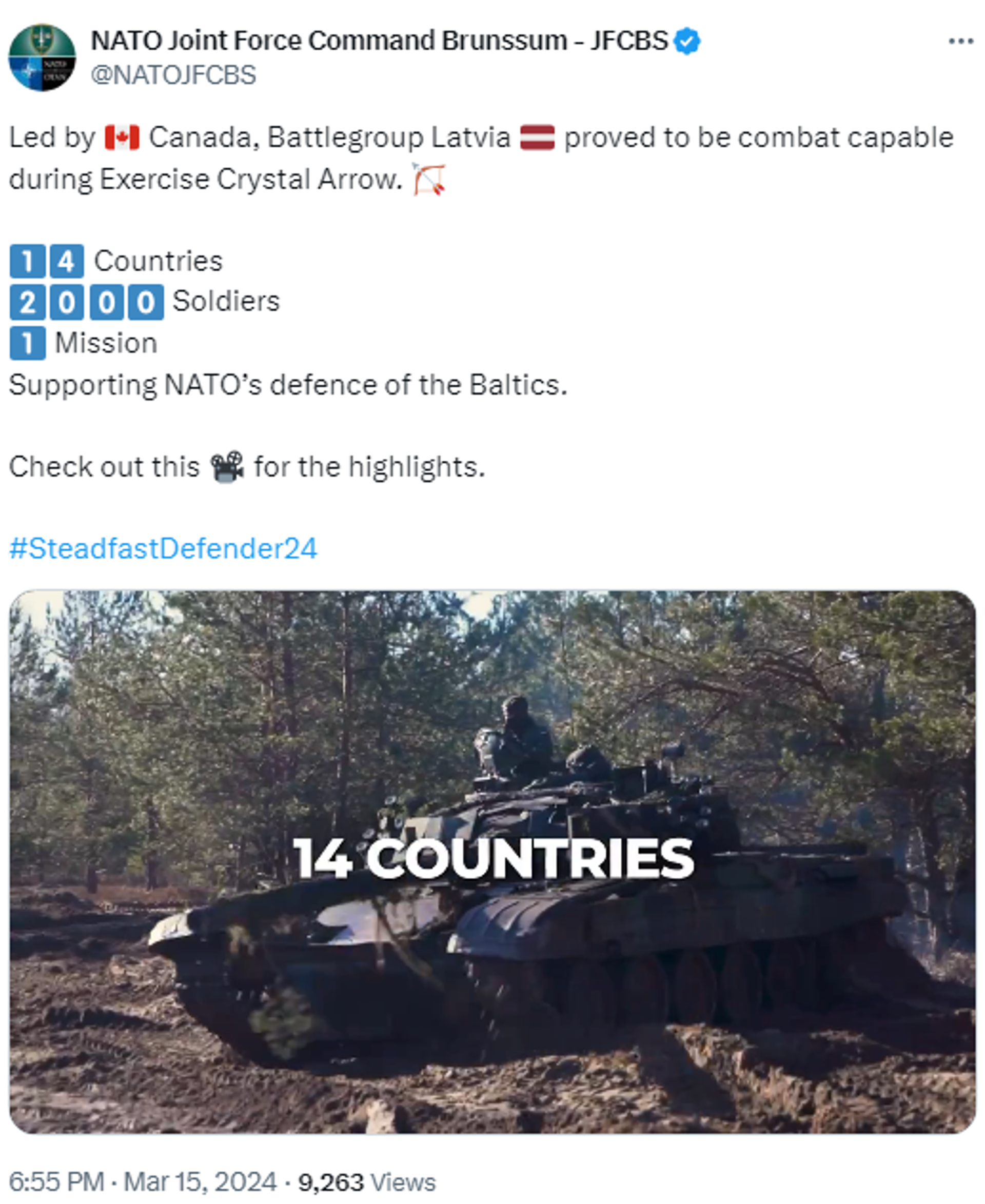 Screenshot of X post on official account of Allied Joint Force Command (JFC) Brunssum. - Sputnik International, 1920, 30.04.2024