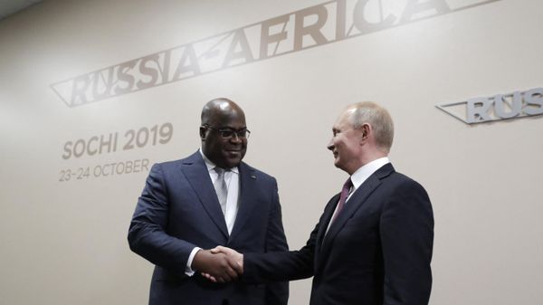 Russian President Vladimir Putin meets with Felix Antoine Tshilombo Tshisekedi, President, Democratic Republic of the Congo, on the sidelines of the 2019 Russia-Africa Summit in Sochi on October 23, 2019 - Sputnik International