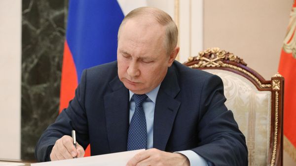 Russian President Vladimir Putin chairs a meeting with members of the government on development of air transportation and aircraft engineering via a video conference at the Kremlin in Moscow, Russia. - Sputnik International