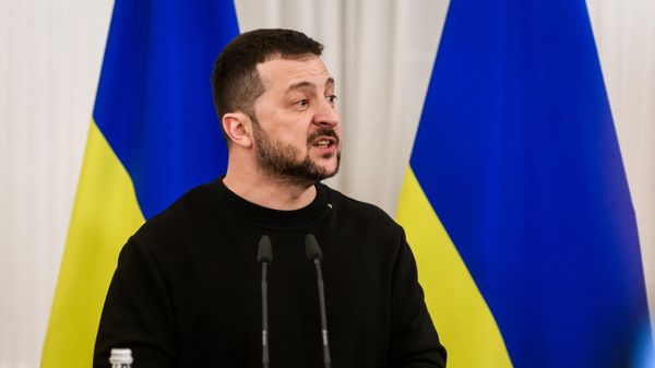 Volodymyr Zelensky speaks during a joint press conference after talks with Latvia's President on January 11, 2024 in Riga, Latvia - Sputnik International