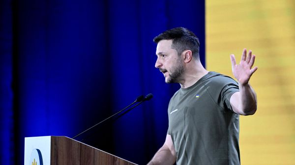 Ukrainian President Volodymyr Zelensky delivers his speech during the UNITED24 fundraising platform summit in Kiev on May 23, 2024. - Sputnik International