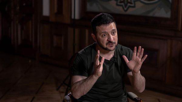 Ukrainian President Volodymyr Zelensky speaks during an interview with AFP at the Presidential Office in Kiev, on May 17, 2024. - Sputnik International