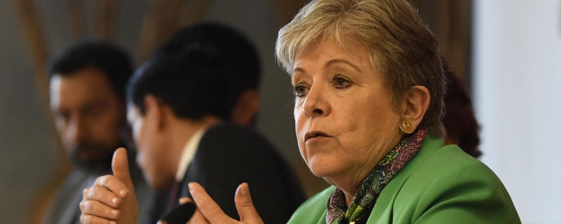 Mexican Foreign Minister Alicia Barcena speaks during a press conference with the media at the Ministry of Foreign Affairs headquarters in Mexico City on July 14, 2023 - Sputnik International, 1920, 16.06.2024