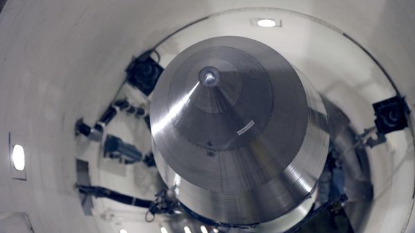An inert Minuteman 3 missile is seen in a training launch tube at Minot Air Force Base, N.D. An inert Minuteman 3 missile is seen in a training launch tube at Minot Air Force Base, N.D. - Sputnik International