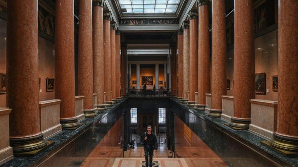 A man visits the Pushkin State Museum of Fine Arts in Moscow, Russia. - Sputnik International
