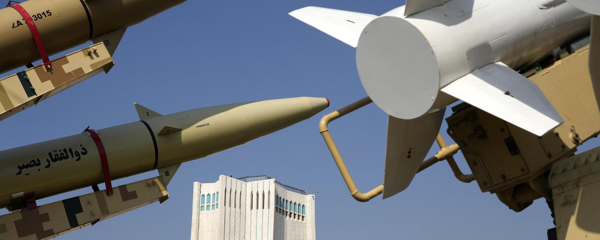 Iranian-made missiles are displayed in front of the Azadi (Freedom) monument in the annual rally commemorating Iran's 1979 Islamic Revolution in Tehran, Iran, Sunday, Feb. 11, 2024. - Sputnik International, 1920, 13.08.2024