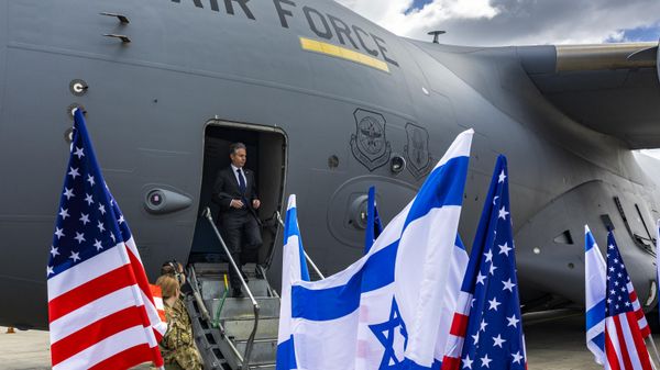 US Secretary of State Antony Blinken disembarks from an aircraft as he arrives in Tel Aviv, Israel, Friday, March 22, 2024 - Sputnik International