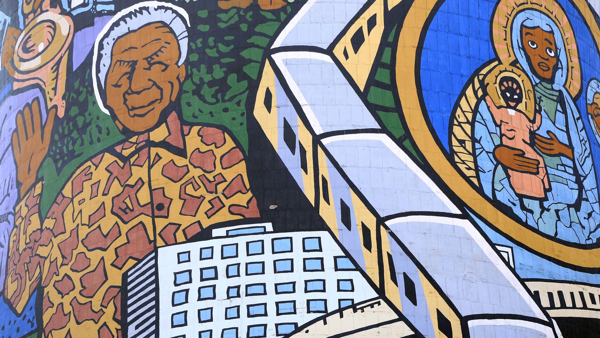 A mural of the former South African President Nelson Mandela on the cooling towers at Soweto township in Johannesburg, South Africa Sunday, June 25, 2013. A mural of the former South African President Nelson Mandela on the cooling towers at Soweto township in Johannesburg, South Africa Sunday, June 25, 2013. - Sputnik International, 1920, 05.09.2024