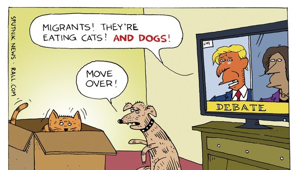 Former President Donald Trump alleged at his presidential debate with Vice President Kamala Harris that illegal immigrants in Springfield, Ohio are eating pet cats and dogs. Former President Donald Trump alleged at his presidential debate with Vice President Kamala Harris that illegal immigrants in Springfield, Ohio are eating pet cats and dogs. - Sputnik International