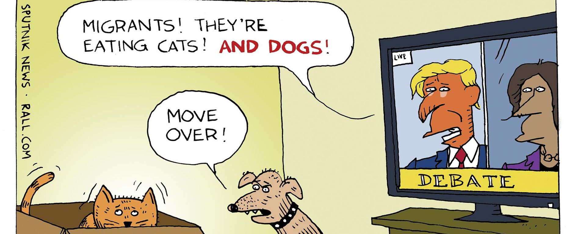 Former President Donald Trump alleged at his presidential debate with Vice President Kamala Harris that illegal immigrants in Springfield, Ohio are eating pet cats and dogs. Former President Donald Trump alleged at his presidential debate with Vice President Kamala Harris that illegal immigrants in Springfield, Ohio are eating pet cats and dogs. - Sputnik International, 1920, 12.09.2024