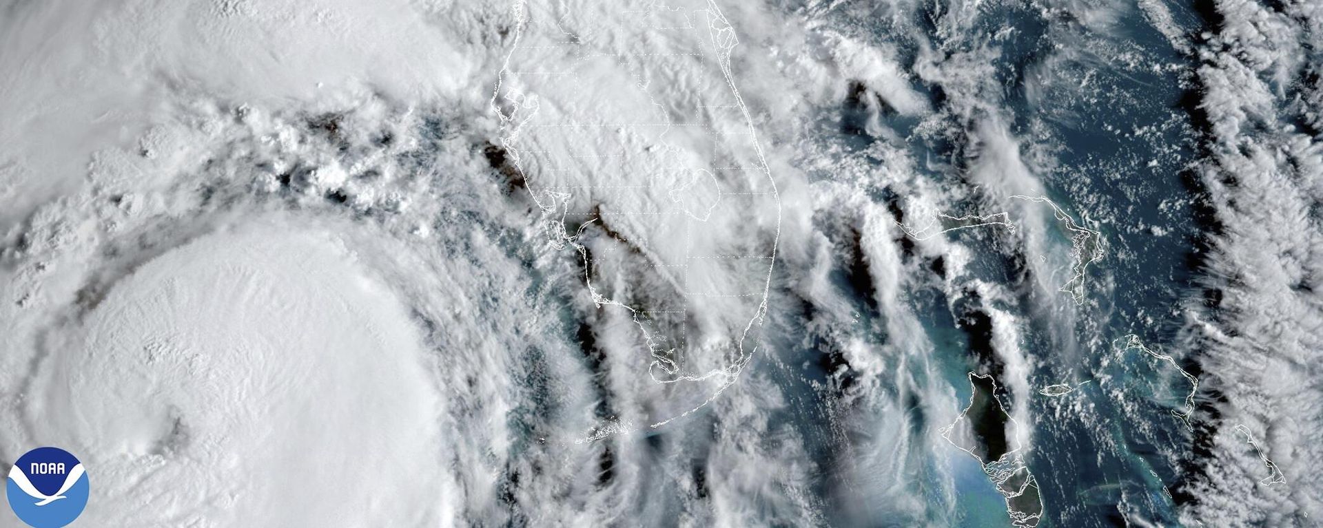 This satellite image provided by NOAA shows Hurricane Helene advancing across the Gulf of Mexico toward Florida on Thursday, Sept. 26, 2024. This satellite image provided by NOAA shows Hurricane Helene advancing across the Gulf of Mexico toward Florida on Thursday, Sept. 26, 2024. - Sputnik International, 1920, 28.09.2024