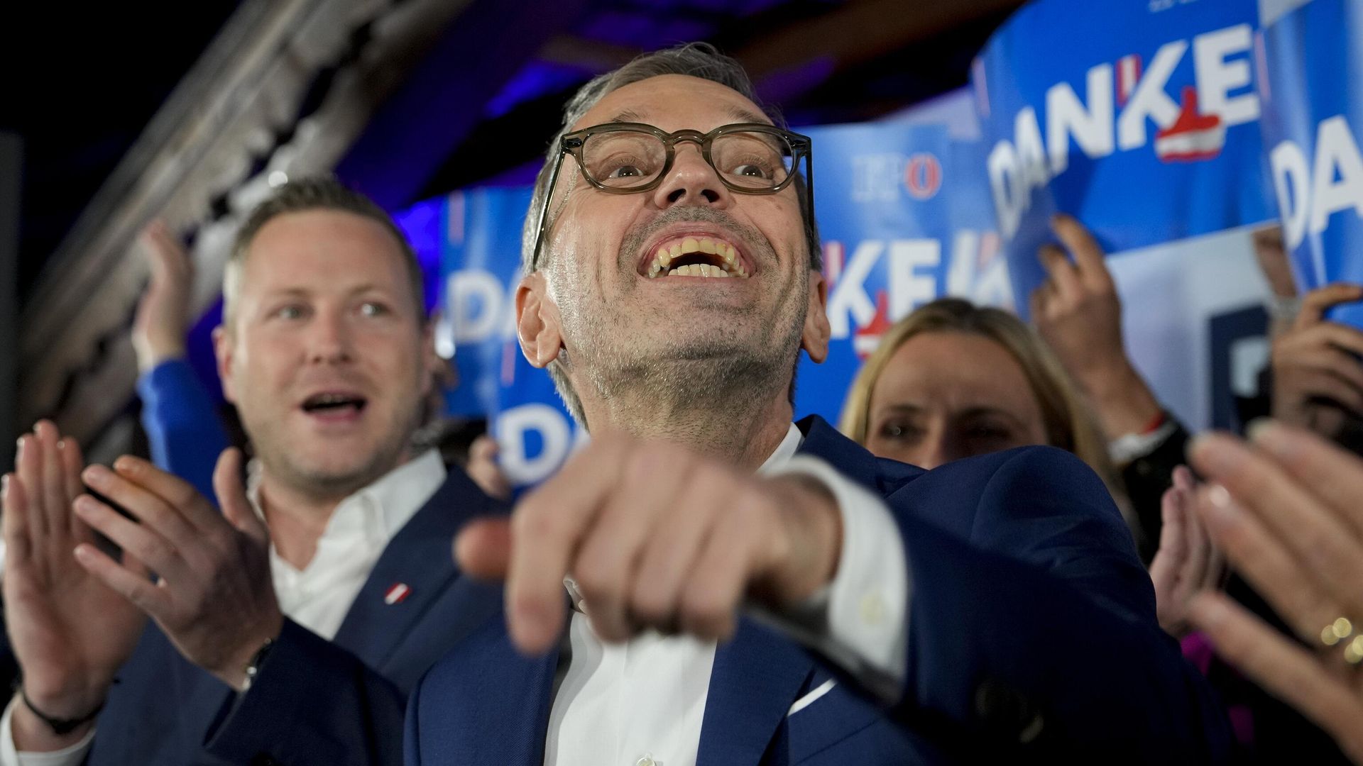Herbert Kickl, leader of the Freedom Party of Austria waves to supporters, in Vienna, Austria, Sunday, Sept. 29, 2024, after polls closed in the country's national election. Herbert Kickl, leader of the Freedom Party of Austria waves to supporters, in Vienna, Austria, Sunday, Sept. 29, 2024, after polls closed in the country's national election. - Sputnik International, 1920, 30.09.2024