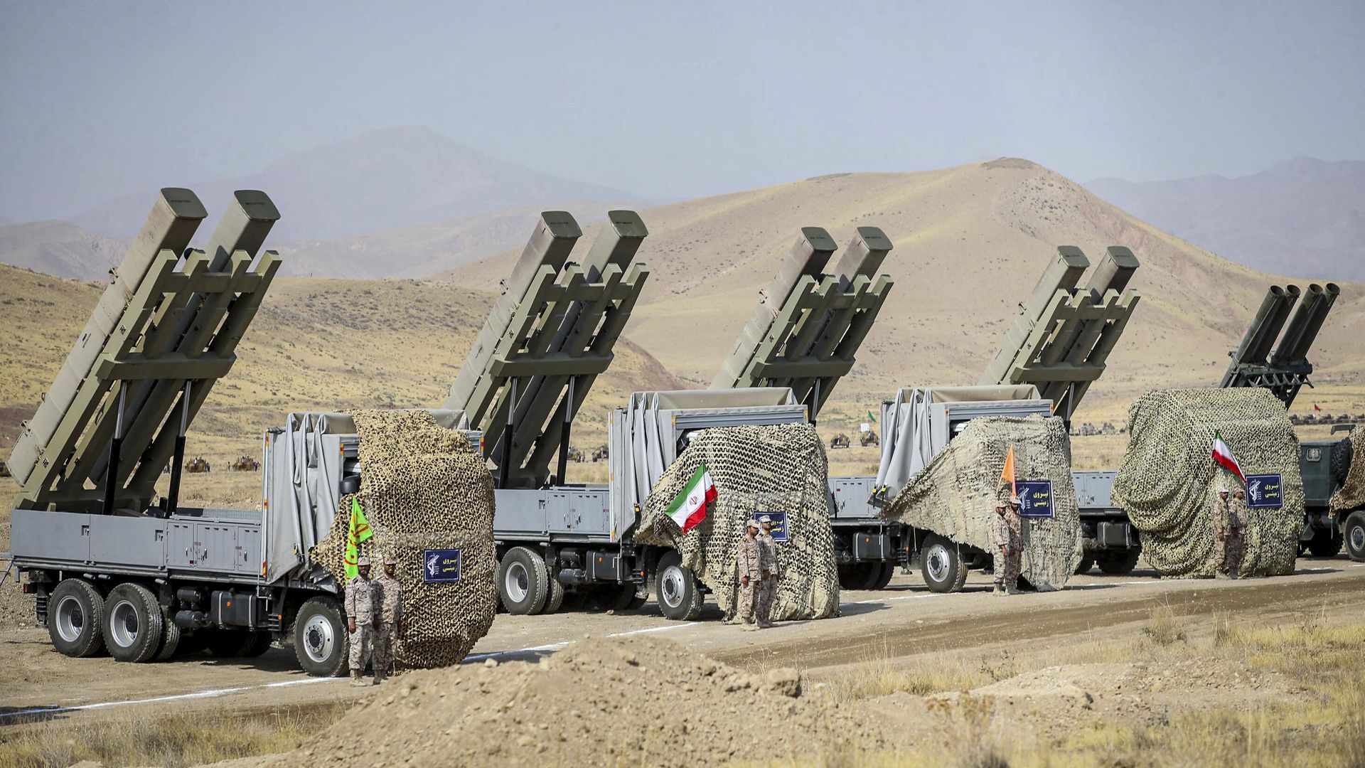 This photo provided by Revolutionary Guard's ground force on Monday, Oct. 17, 2022, shows missile systems in a maneuver in northwestern Iran This photo provided by Revolutionary Guard's ground force on Monday, Oct. 17, 2022, shows missile systems in a maneuver in northwestern Iran - Sputnik International, 1920, 03.10.2024