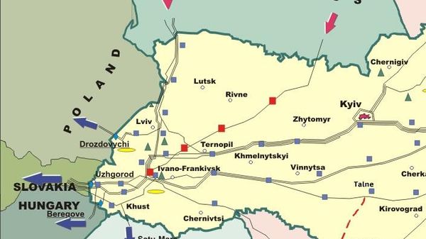 Close-up of map of Ukraine's gas transit infrastructure. - Sputnik International