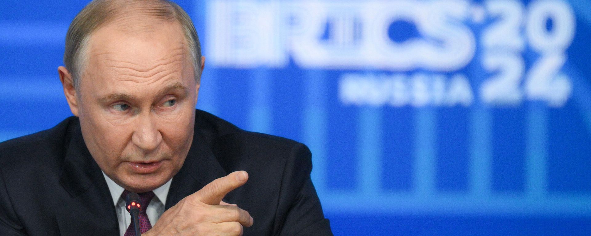 Russian President Vladimir Putin speaks at his big end of BRICS Summit press conference in Kazan, Thursday, October 24, 2024. - Sputnik International, 1920, 24.10.2024