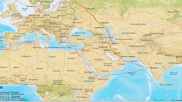 Screenshot of Map of International North South Corridor. - Sputnik International