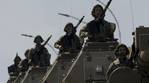 Cypriot soldiers on top of armored vehicles during a military parade marking the 64th anniversary of Cyprus' independence from British colonial rule, in Nicosia, Cyprus, Tuesday, Oct. 1 2024. - Sputnik International