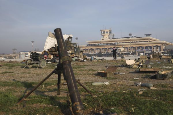 Military equipment lies scattered outside the airport, which is currently under the control of opposition combatants in Aleppo. - Sputnik International