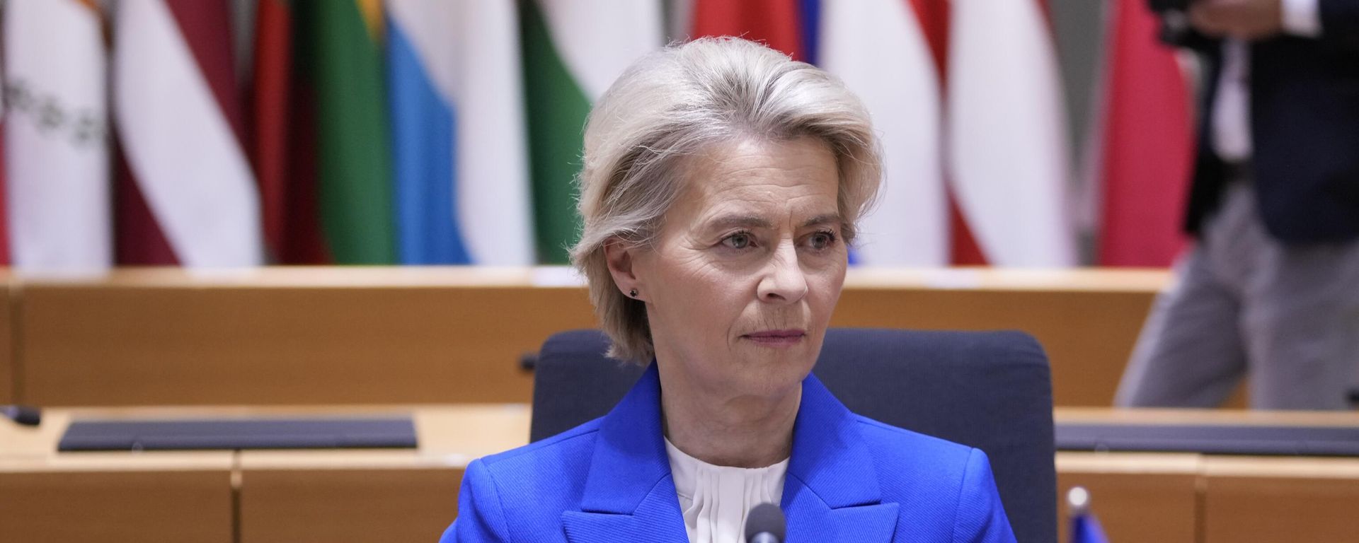 European Commission President Ursula von der Leyen attends an EU-Gulf Cooperation Council roundtable meeting at the European Council building in Brussels, Belgium, Wednesday, Oct. 16, 2024.  - Sputnik International, 1920, 23.12.2025