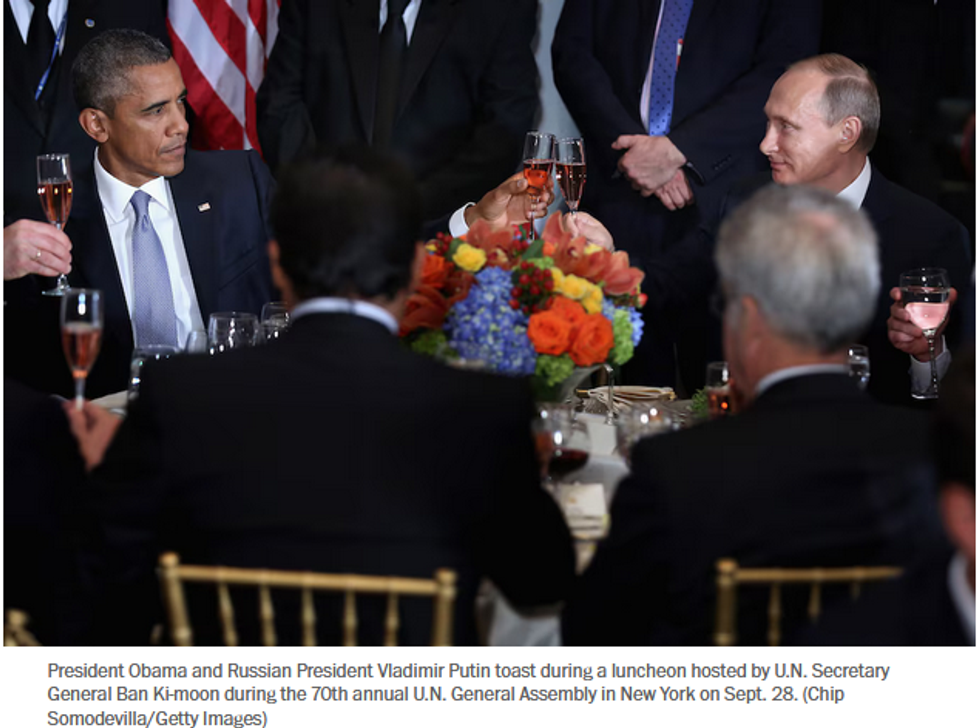 Screenshot of image showing President Vladimir Putin and US President Barack Obama at luncheon during UN General Assembly in 2015. Screenshot of image showing President Vladimir Putin and US President Barack Obama at luncheon during UN General Assembly in 2015. - Sputnik International, 1920, 25.01.2025