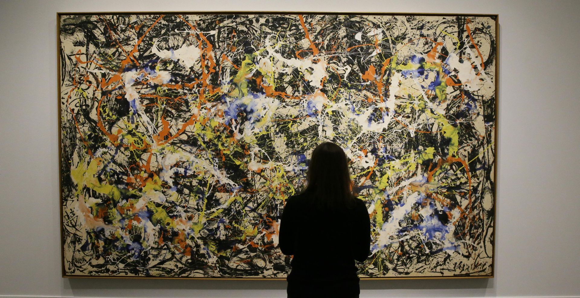 In this photo made Wednesday, Nov. 18, 2015, a painting is displayed in the exhibit “Jackson Pollock: Blind Spots” at the Dallas Museum of Art in Dallas. In this photo made Wednesday, Nov. 18, 2015, a painting is displayed in the exhibit “Jackson Pollock: Blind Spots” at the Dallas Museum of Art in Dallas. - Sputnik International, 1920, 05.02.2025