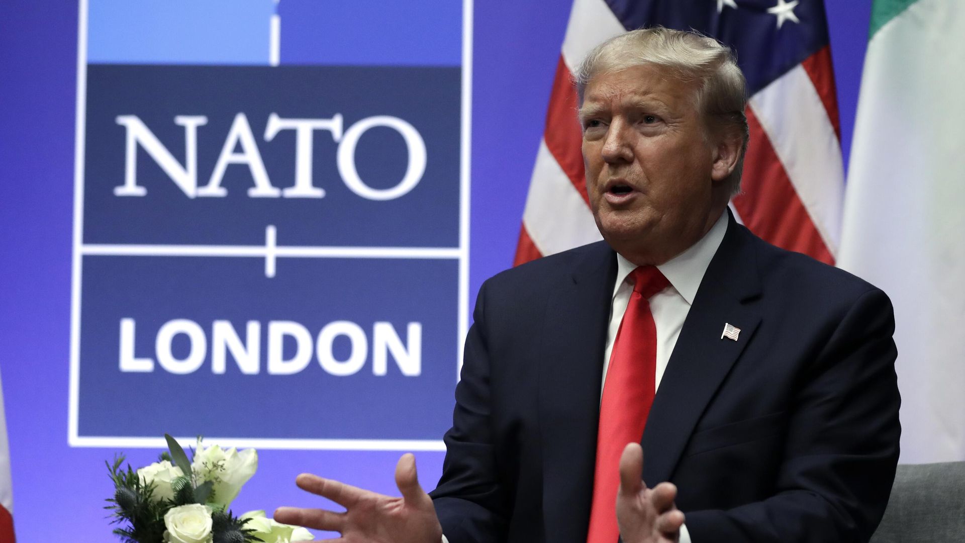 President Donald Trump speaks as he meets with Italian Prime Minister Giuseppe Conte during the NATO summit at The Grove, Wednesday, Dec. 4, 2019, in Watford, England - Sputnik International, 1920, 11.07.2025