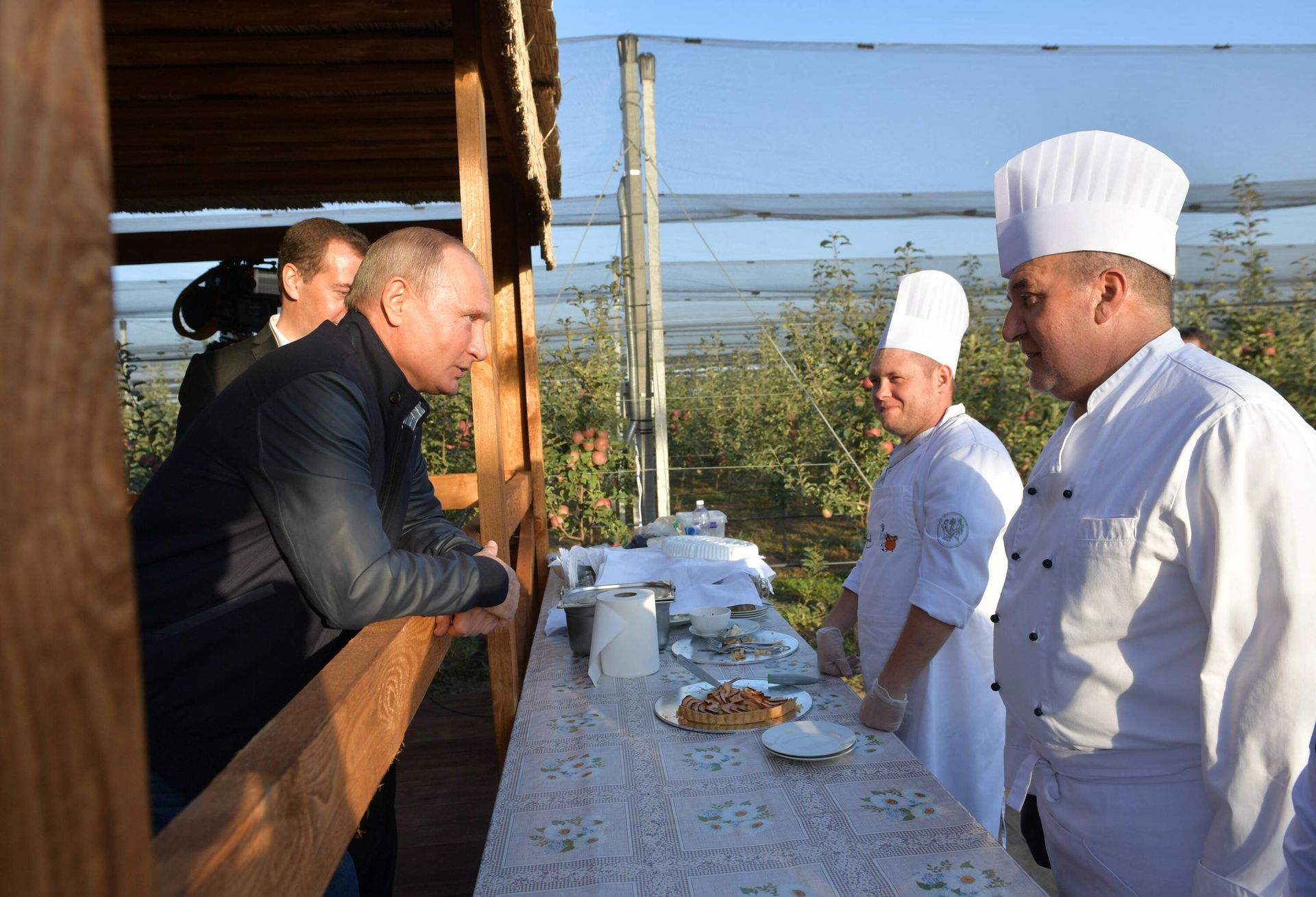 Russian President Vladimir Putin and Russian Prime Minister Dmitry Medvedev during a visit to the agricultural enterprise Rassvet in Stavropol Krai. - Sputnik International, 1920, 07.05.2025