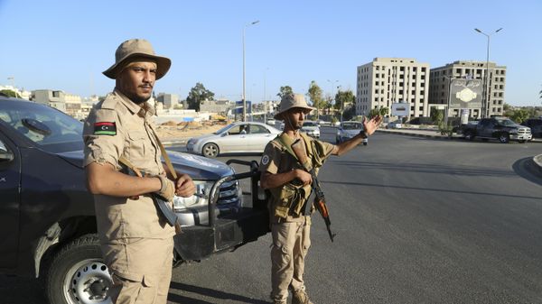 Libyan security forces stand guard in Tripoli, Libya, Tuesday, Aug. 16, 2023 - Sputnik International