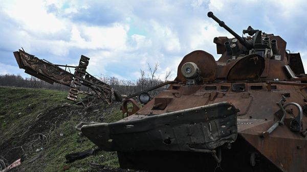 A view shows a destroyed Ukrainian armored personnel carrier in Kursk region, Russia. A view shows a destroyed Ukrainian armored personnel carrier in Kursk region, Russia. - Sputnik International