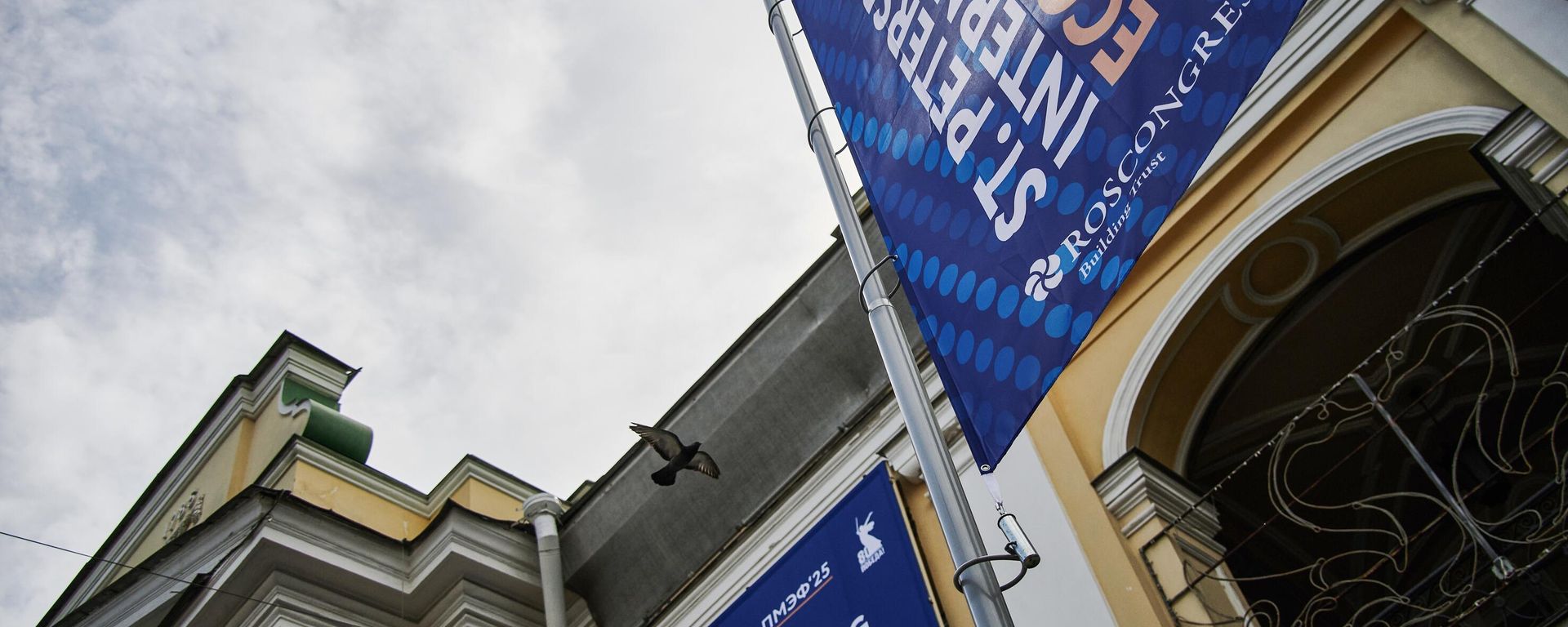Banners with the logo of the St. Petersburg International Economic Forum (SPIEF) in central St. Petersburg, Russia.  - Sputnik International, 1920, 18.06.2025